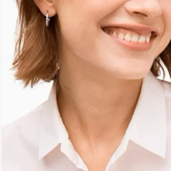 kate spade Silver Hoop Earrings Full Circle Huggies - Picture 3 of 6